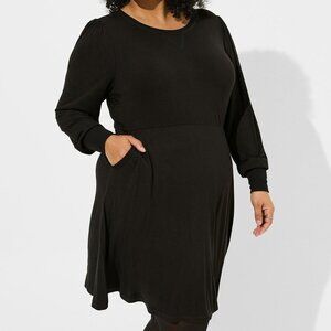 Torrid 1X Mini Super Soft Puff Sleeve Skater Dress